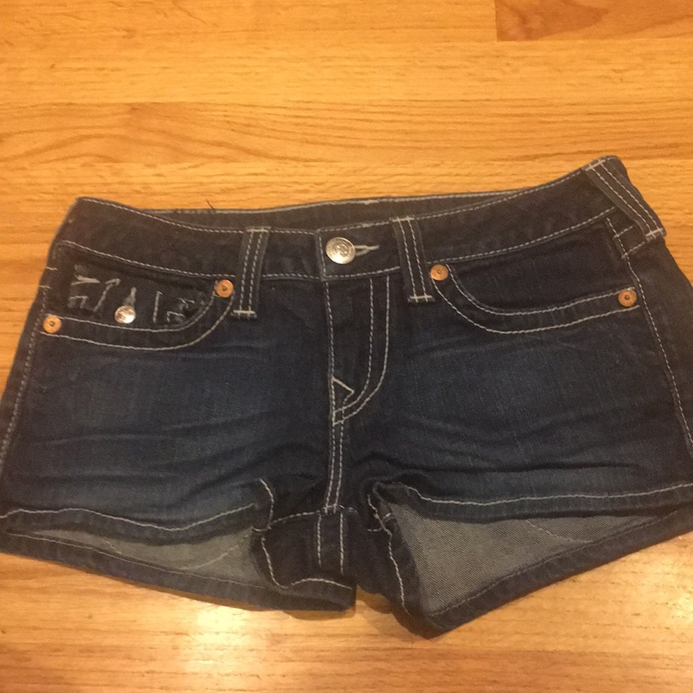 Like new dark denim true religion shorts size 29”